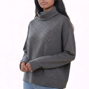 James Perse | Gray Virgin Wool Mockneck Oversized Sweater Small/1 Winter Cozy